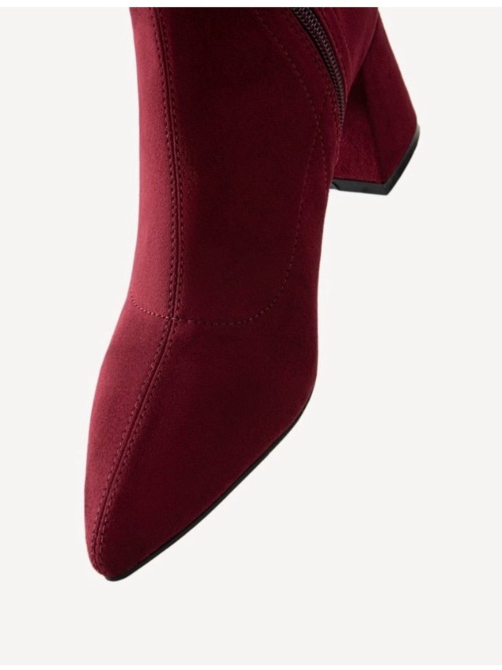 Cosy Island burgundy Minimalist Zipper Pointed Toe High Boots new without box - Picture 3 of 6